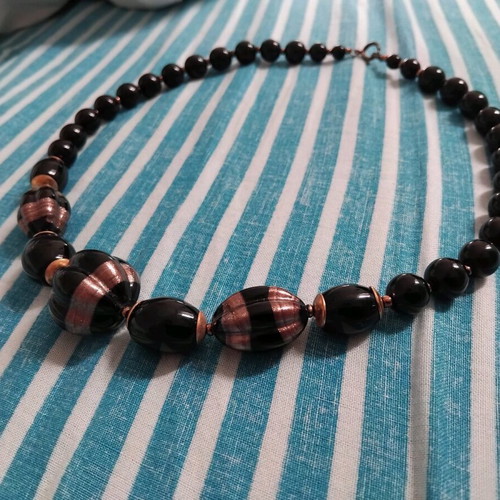 Jet Black Vintage Style Necklace used