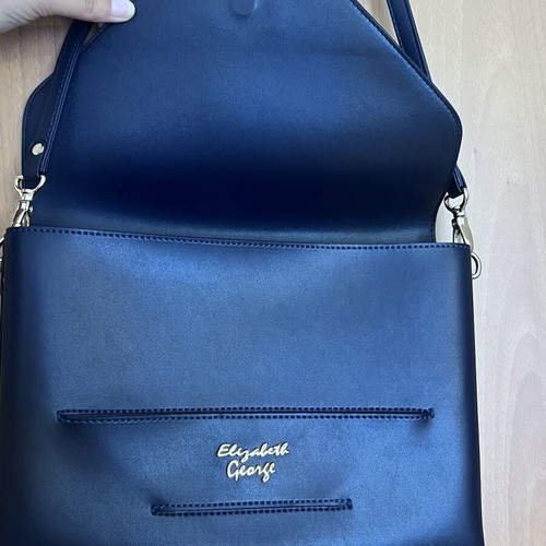Elizabeth George Metallic Blue Shoulder Bag 2 in 1 new