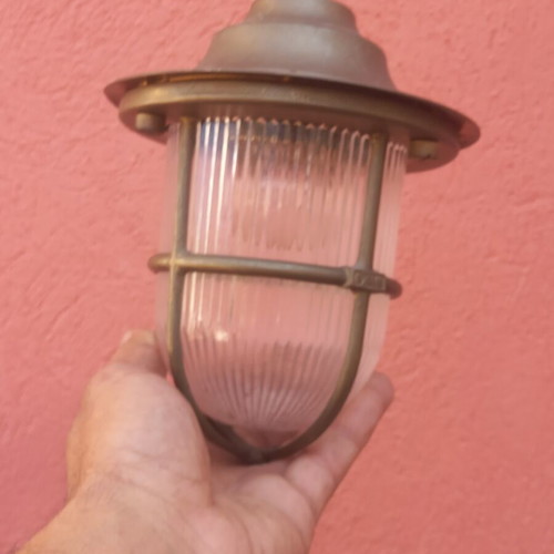 Brass outdoor lamp used, E27 socket, single piece