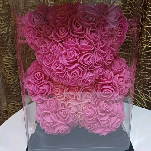 Bear made of artificial roses new, pink