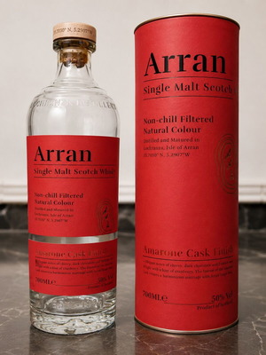 Arran Single Malt Scotch Whisky Amarone Cask Finish empty collectible bottle with original case