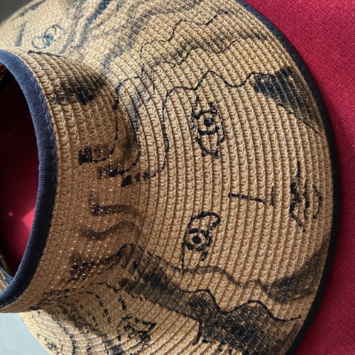 Hand-painted hat new, open top, folds easily