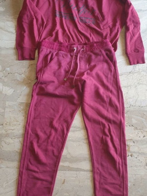 Bershka women's tracksuit used, burgundy, size S