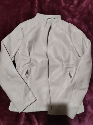 Spring white faux leather jacket size S new
