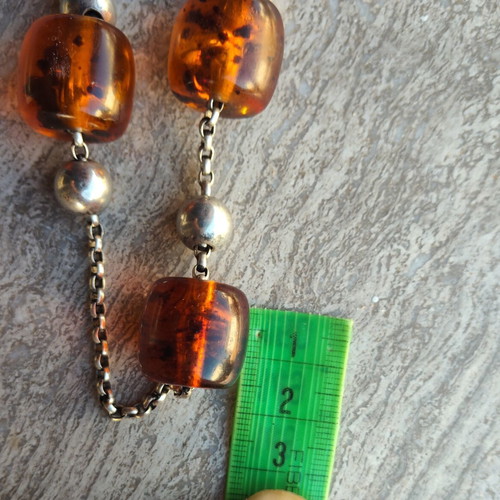 Silver Begleri with amber beads