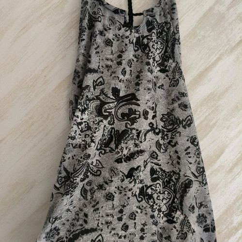 Boho mini dress like new with crochet back and beads