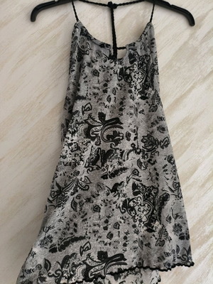 Boho mini dress like new with crochet back and beads