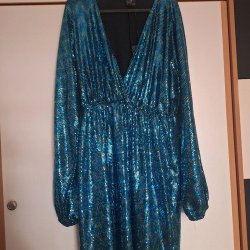 Deppy Joo dress new with tags, turquoise and silver, size L
