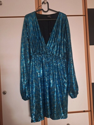 Deppy Joo dress new with tags, turquoise and silver, size L