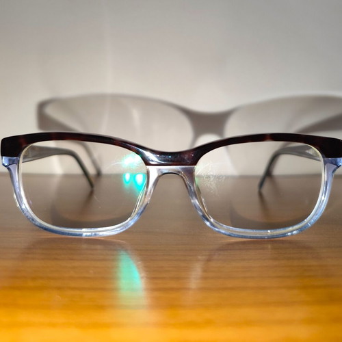 BeYu eyeglasses like new with case, brown tortoiseshell and blue tint