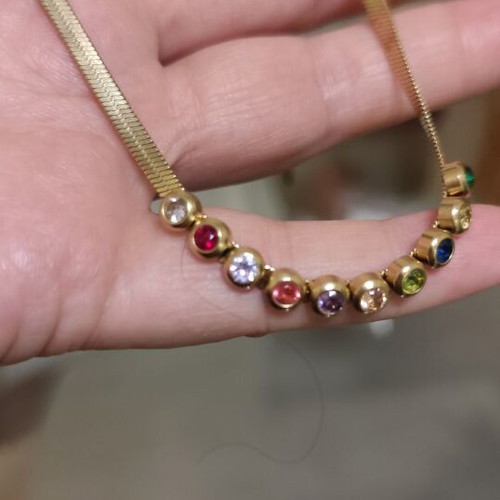 Gold-plated 14K necklace with multicolor zircon like new
