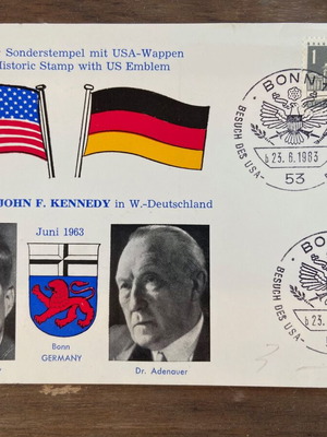J.Kennedy-D.Adenauer Collectible Postcard New from 1963 Germany
