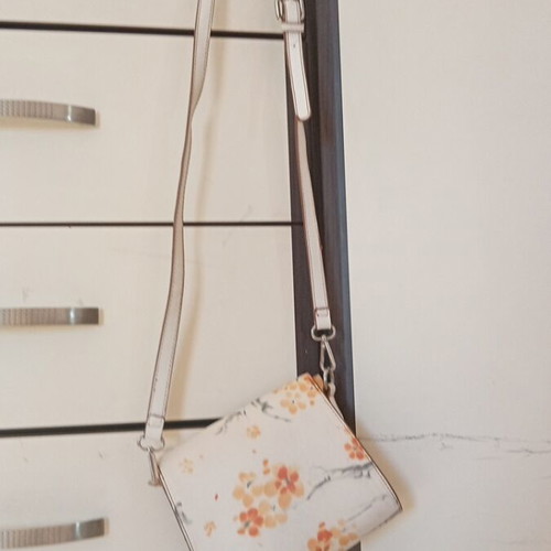 Doca small bag used, beige with orange flowers