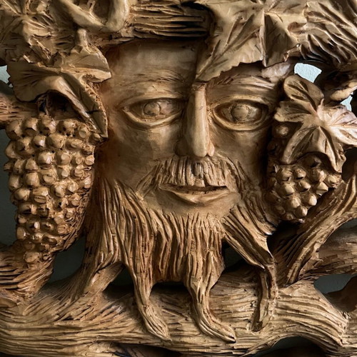 Dionysus woodcarving new, linden, replica from Tinos fountain
