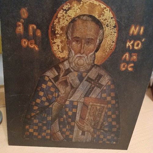 Wooden handmade icon of Saint Nicholas like new