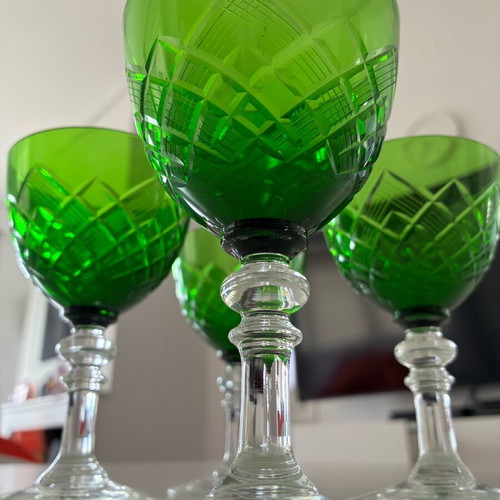 Green Jægersborg crystal wine glasses like new
