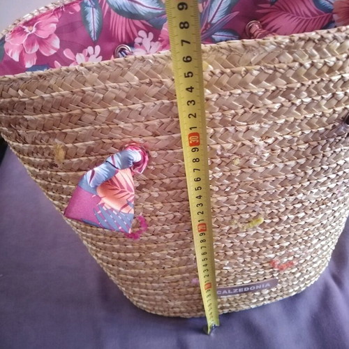 Calzedonia straw beach bag with floral fabric lining