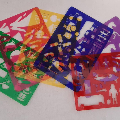 Children's stencils various shapes like new, set of 6 pieces