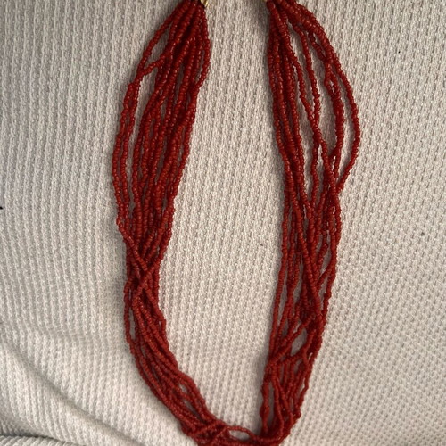 Vintage multilayer necklace with natural red coral like new, 54g