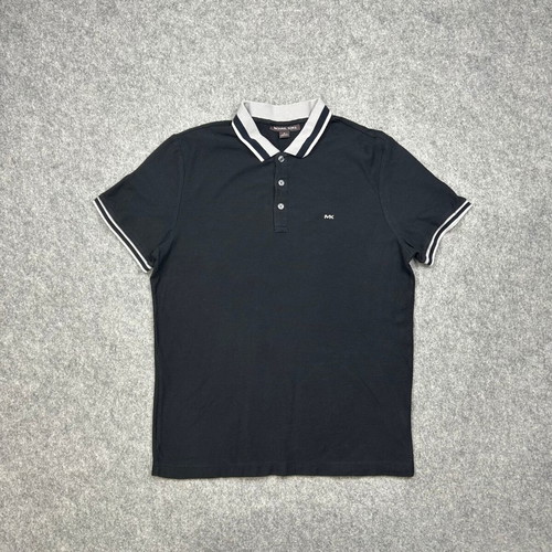 Michael Kors MK Polo shirt M black tipped collar used
