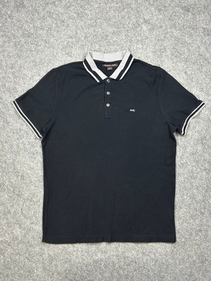 Michael Kors MK Polo shirt M black tipped collar used