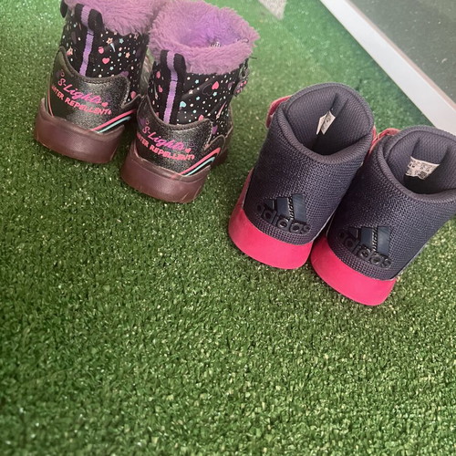 Skechers and Adidas kids shoes like new, size 23, colorful