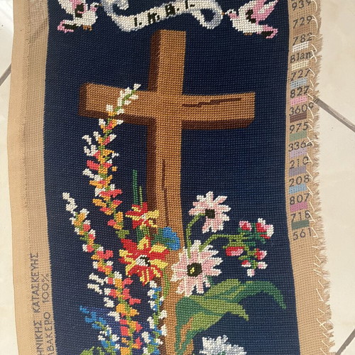 Handmade textile painting frame like new, 0.39x0.22 m