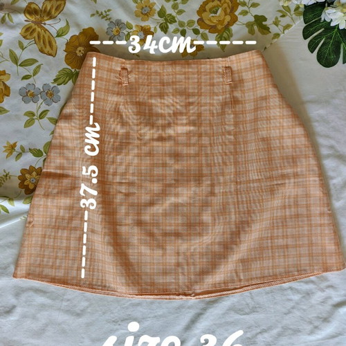 Clockhouse plaid mini skirt orange used, size 36