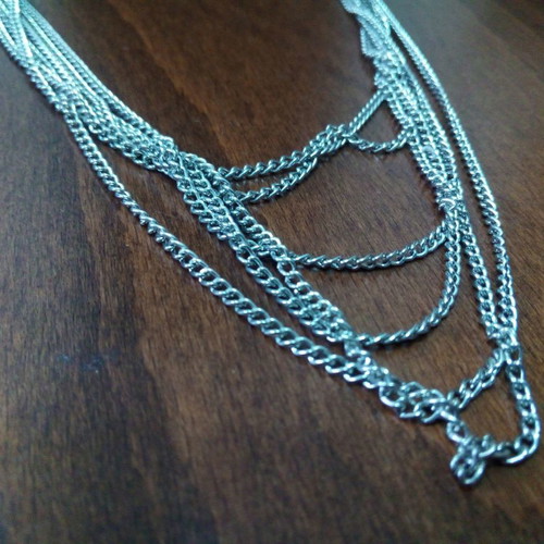 Layered chain necklace with hematite used, Y2K fashion