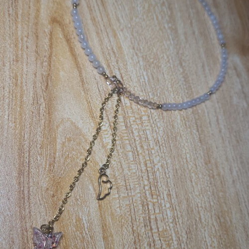 Choker necklace with butterfly like new, pink