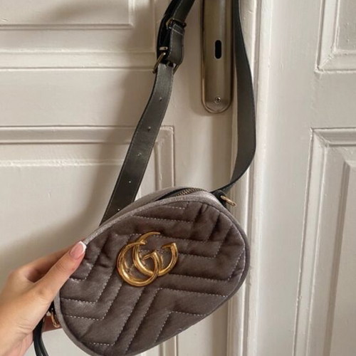 Vintage banana bag belt grey velvet touch used waist bag