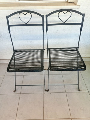 Folding metal outdoor chairs set of 2 used with mesh