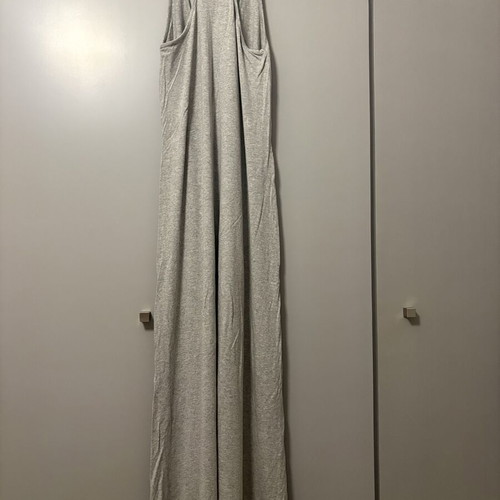 Regalinas grey maxi dress with front slit, racerback, one size