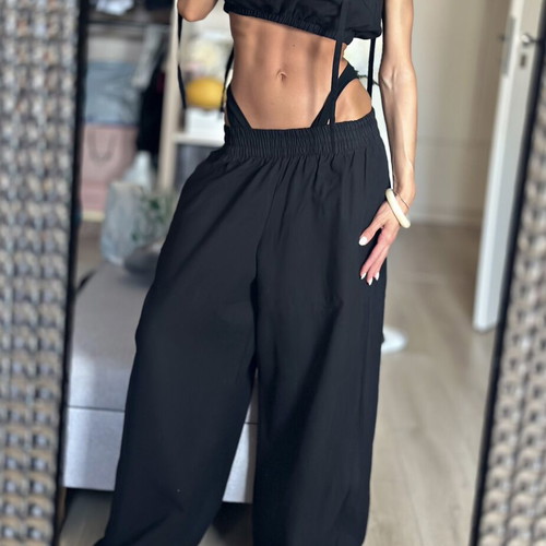 Linen set with oversize pants, one size