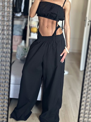 Linen set with oversize pants, one size