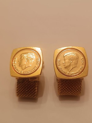 John Kennedy cufflinks used, gold-colored