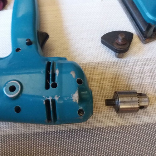 Black & Decker D400 vintage drill with orbital sander attachment, 1980s