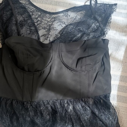 Lace bust blouse new, Zara, black, large/xl with zipper repair needed