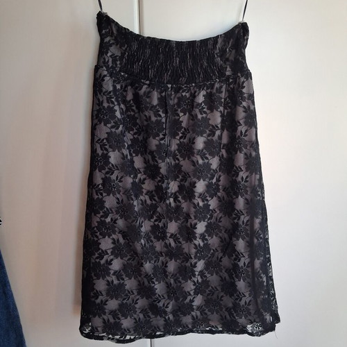 Bershka Lace Strapless Dress like new, black and beige