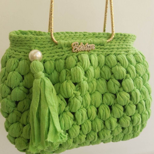 Handmade elegant handbag new, greenish color