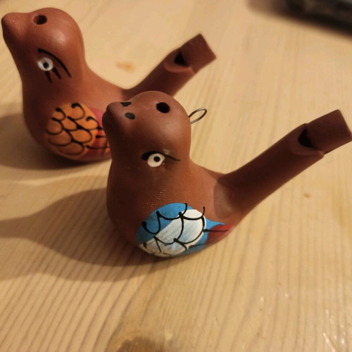 Lalitsa whistles new, pack of 2, clay bird design