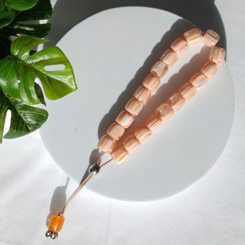 Komboloi with peach-orange cubic beads like new