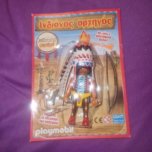 Playmobil Indian Chief collectible figure with bow and flaming arrow