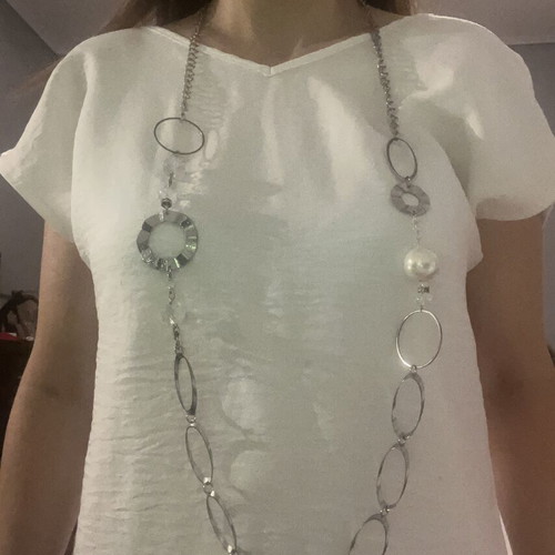 Oxette handmade long necklace silver