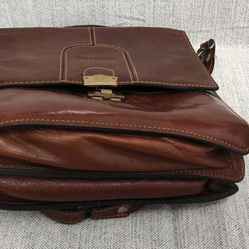 Leather Shoulder Bag Leopard like new, brown professional briefcase