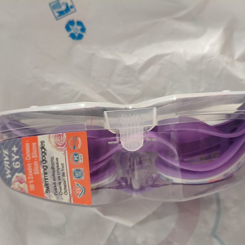 Wave swimming goggles 6Y+ new with case, lilac