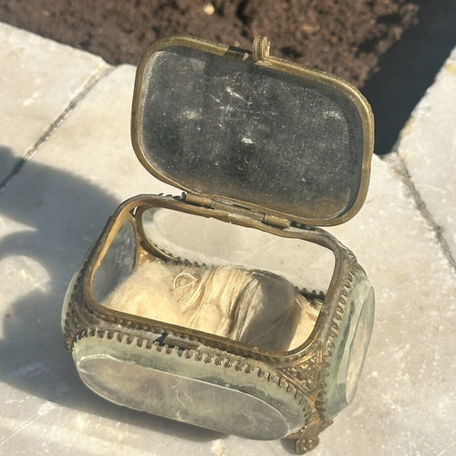 19th Century French Glass Jewelry Casket used with metal frame