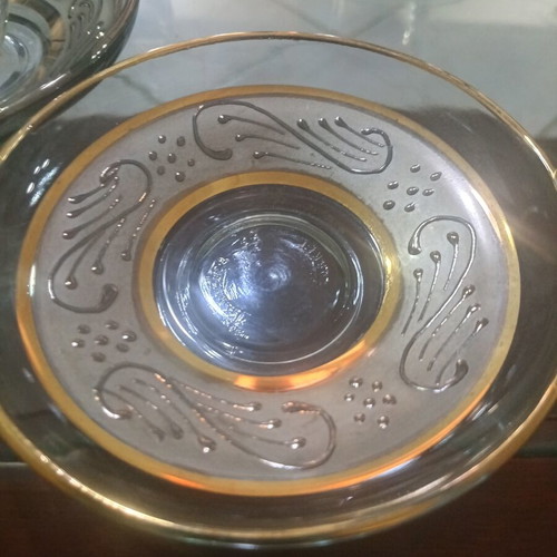 Turkish tea set unused with gold decoration, 6 glasses and 6 plates