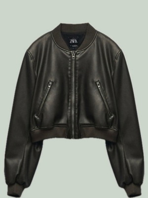 Zara τύπου δερμάτινο bomber jacket καφέ μέγεθος medium σαν καινούργιο