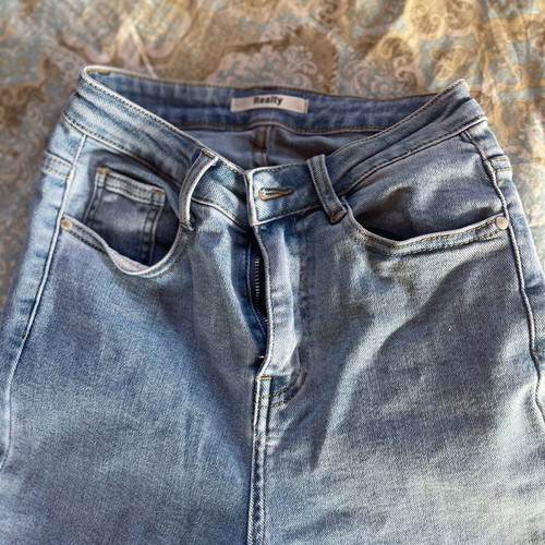 Skinny jeans with rhinestones and fringes like new, size XS, blue
